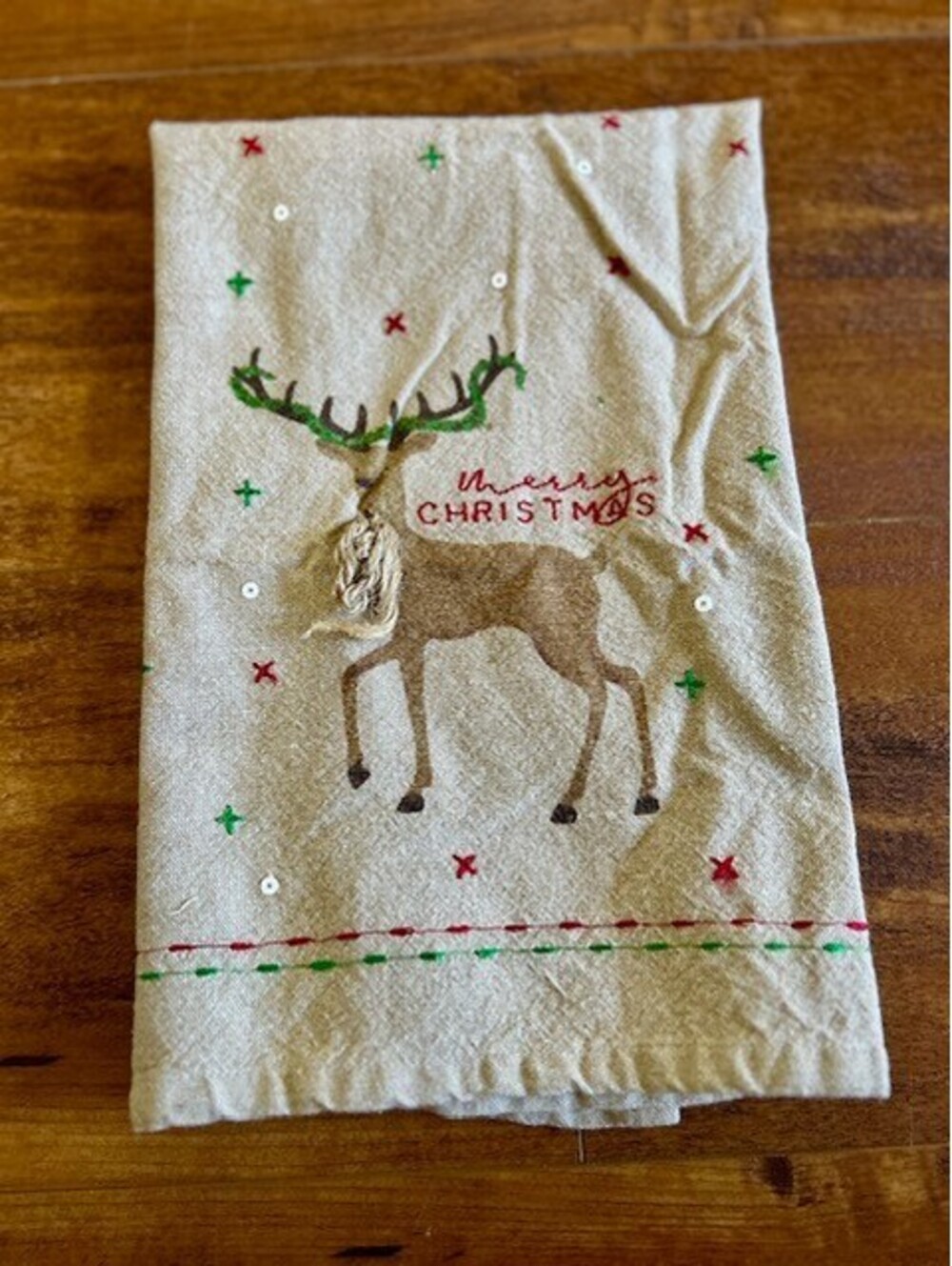 Mud Pie Merry Christmas Reindeer Holiday Kitchen Towel